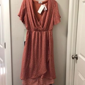 Peach and white polka dot sundress